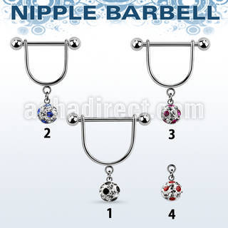 afrsnp6 steel nipple stirrup w 6mm dotted multi crystal ball