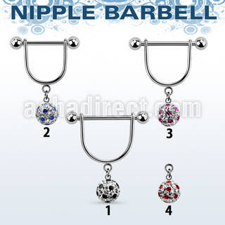 afrsnp8 steel nipple stirrup w 8mm dotted multi crystal ball