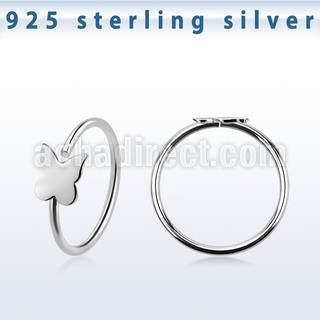 aghbt22 925 silver seamless nose ring butterfly