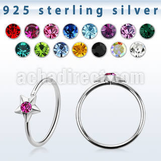aghsm22 925 silver seamless nose ring color crystal star