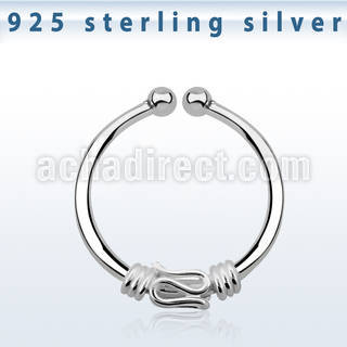 agsep12d silver fake septum ring w a balinese wire design