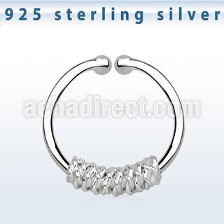 agsep12i silver fake septum ring w with a thick rope wrapped