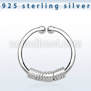 agsep12k silver fake septum ring w a wire wrapped