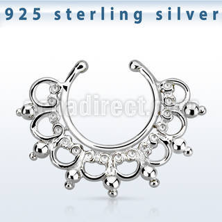 agsepd12 falso septum plata 925 1mm extra amplo indio 12mm mayorista