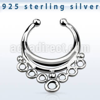 agsepd1 plain silver fake septum clicker in indian style