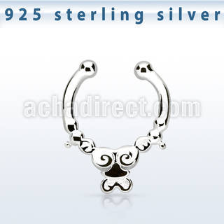 agsepd2 925 silver fake septum clicker w plain dangling design