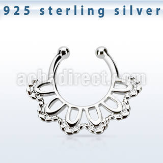 agsepd3 silver fake septum clicker in a indian leaf design