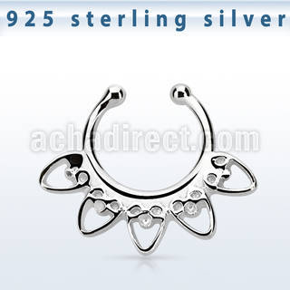 agsepd6 silver fake septum clicker in a indian heart design