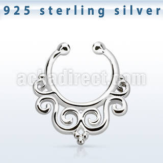 agsepd7 falso septum plata 925 1mm decorado indio 12mm mayorista