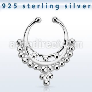 agsepd9 silver fake septum clicker, w a indian inspired design 