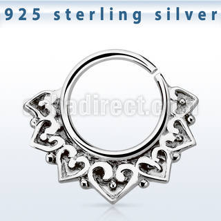 agsepv11 silver septum ring w wide engraved vintage indian design