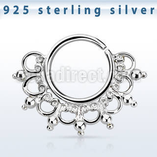 agsepv12 aro septum plata 925 1mm vintage indio extra amplio gravado 8mm mayorista
