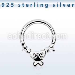 agsepv2 925 silver septum ring, 18g (1mm) in a indian design
