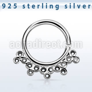 agsepv5 925 silver septum ring in a elaborate indian design