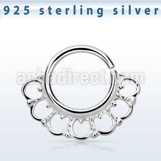 agsepv8 925 silver septum ring in a wide indian design