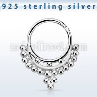 agsepv9 925 silver septum ring with a indian inspired design