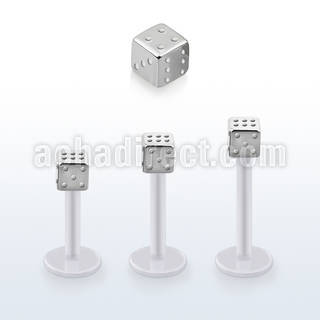 albd4 bio  flex labret, 16g (1.2mm) with a 4mm steel dice