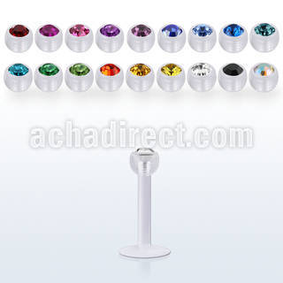 albeajb3 acrylic labret w a 3mm ball w bezel set crystal