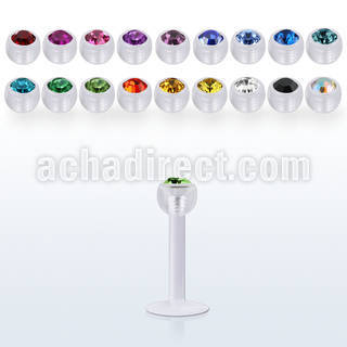 albeajb4 acrylic labret w a 4mm ball w bezel set crystal