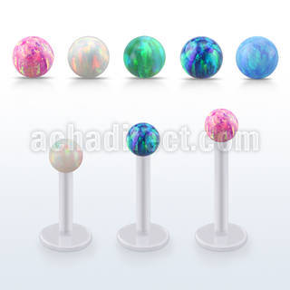albop3 bio  flex labret w 3mm synthetic opal ball