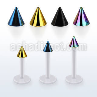 albtcn3 bio  flex labret with 3mm pvd plated steel cone