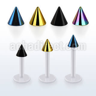 albtcn4 bio  flex labret with 4mm pvd plated steel cone