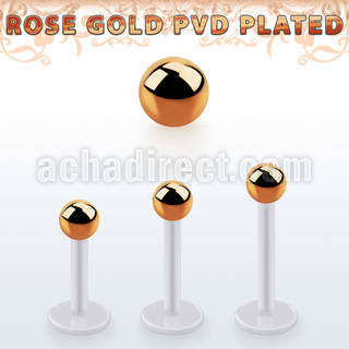 albttb3 bio  flex labret w 3mm rose gold pvd plated steel ball