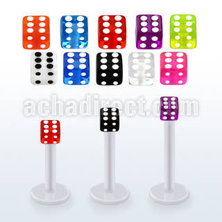 albuvd3 bio  flex labret w 3mm acrylic uv dice