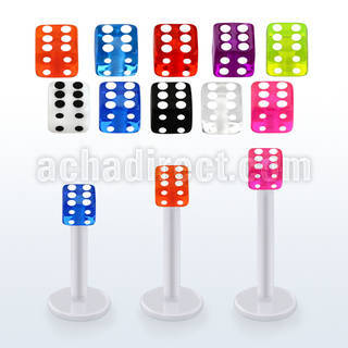albuvd4 bio  flex labret w 4mm acrylic uv dice