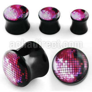 apgqq dilatacion plug doble flare acrilico negro logo bola disco rosa distribuidor