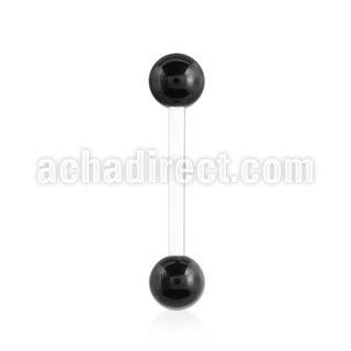 awbbk6 flexible white acrylic tongue barbell with 6mm ball
