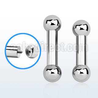 bb2x 6mm 316l steel tongue barbell w external threaded balls