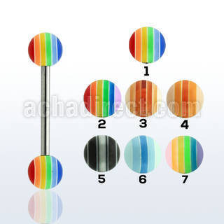 bbbd 316l steel tongue barbell with 6mm acrylic beach ball
