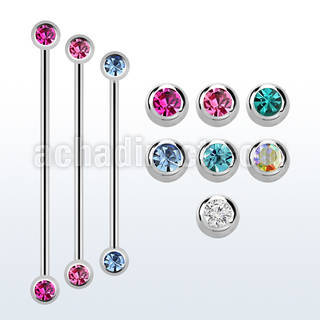 bbcc38 316l steel industrial barbell with 5mm jewel balls