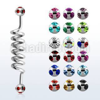 bbcm 316l steel industrial coil barbell with multi jewel ball