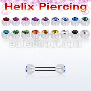 bbeajb3 steel eyebrow barbell w two 3mm crystak bio flex balls