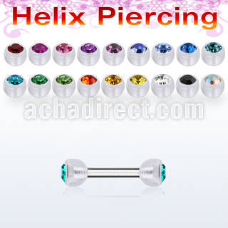 bbeajb4 steel eyebrow barbell w two 4mm crystak bio flex balls