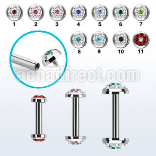 bbefrbin internally threaded steel barbel flat multi crystal dot