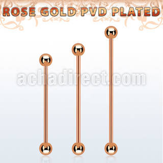 bbeittb rose gold steel industrial barbell w 2 4mm balls