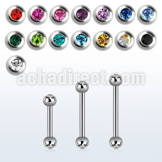 bbejb25 316 steel eyebrow barbell with two 2 5mm jewel balls