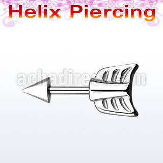 bber33 316l steel helix barbell with 4mm cone steel arrow end