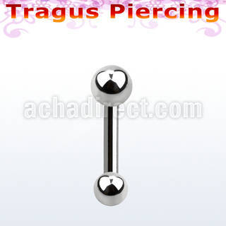 bber37 316l steel tragus barbell with 4 3mm plain steel ball