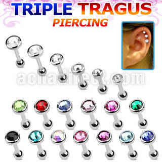 bber62 316l steel tragus piercing w 3  5mm crystal top