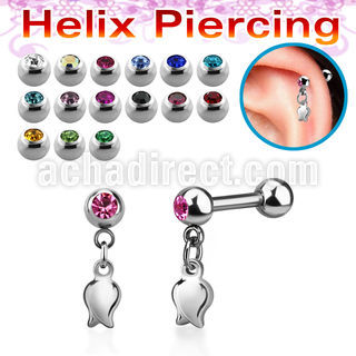 bber83 steel helix barbell 16g w 4mm jewel balls w tulip 