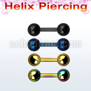 bbert20 anodized 316l steel barbell for helix with 4mm ball