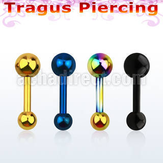 bbert37 anodized 316l steel tragus barbell with 4mm 3mm ball