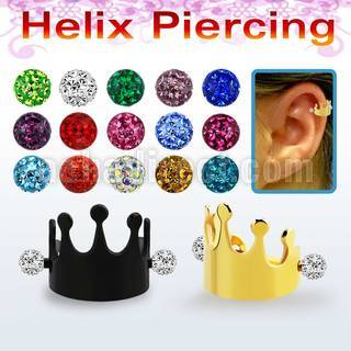 bbert69 anodized cartilage piercing crown w multi crystal balls