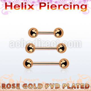 bbertt20 rose gold steel barbell w two 4mm balls