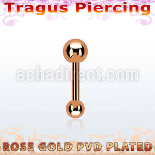 bbertt37 rose gold steel tragus barbell with top 4mm ball