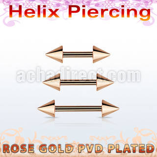 bbertt59 rose gold steel eyebrow or helix barbell w 2 5mm cones